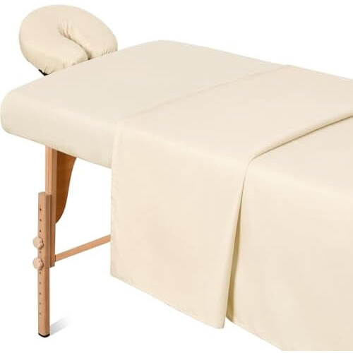 Massage Table Sheets Set (3pcs) – Microfiber, Soft, Lightweight, Stain & Wrinkle Resistant, Flat + Fitted + Cradle Cover