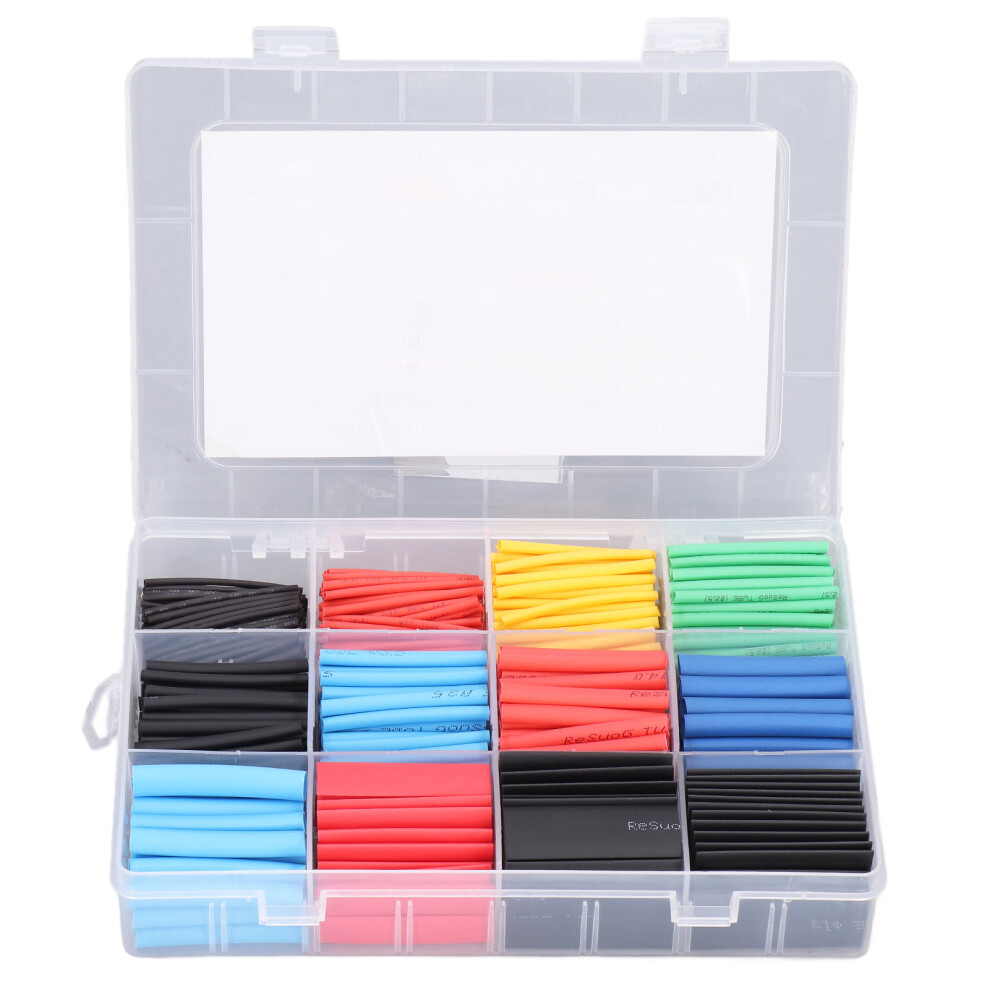 Heat Shrink Tubing Kit2: 1Shrinkage Ratio For Solder Joint Protection And Mechanical Protection In12sizes With Color Coding And Flame Retardant 9028731888668
