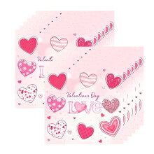 Valentine's Day Napkins 20ct, Heart Patterned Disposable Paper Napkins for Party Decor, Romantic Dinner Table – Compatible with All Standard Napkin