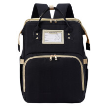 Multi Functional Diaper Bag Backpack With Stroller Straps, Waterproof Baby Nappy Travel Bag With Insulated Pockets, Changing Station Included (Black)