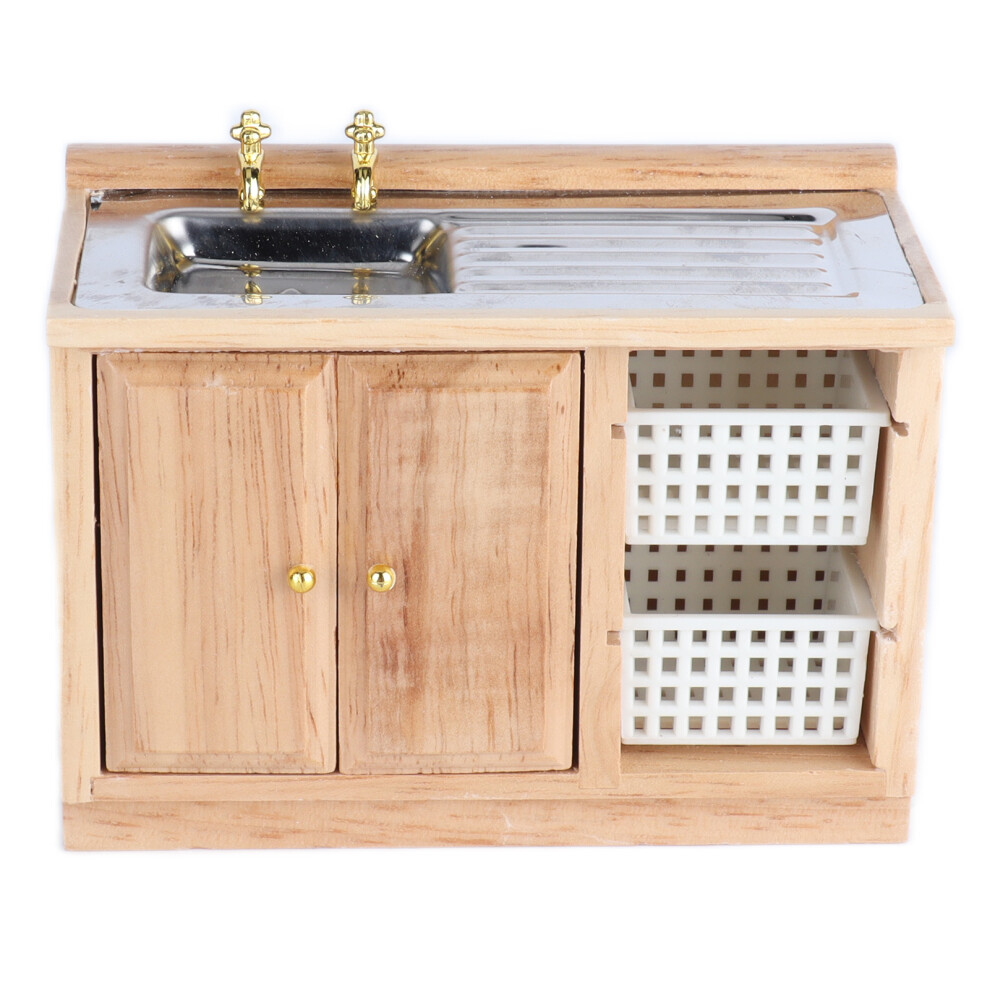 Handcrafted Dollhouse Cabinet Set Realistic Kitchen Sink Unit Modern Design High Quality Material Environmentally Friendly Exquisite Workmanship
