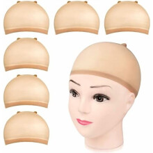 Perückenhaube, 6er-Packung, dehnbare Nylon-Perückenhauben, Strumpfperückenhauben für Damen, Hellbraun