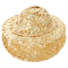 2pcs Mini Woven Hats Crafts Mini Hats Doll House Straw Hats Miniature Straw Dolls Hats