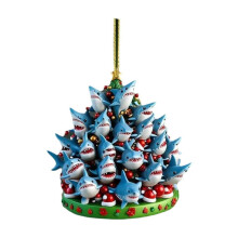 Neutral Blue Shark Ornaments - Acrylic Christmas Tree Decorations for HOME Decor