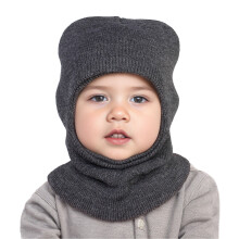 Warm Baby Beanie Girls Boys Solid Color Ears Hooded Scarf Knit Stocking Cap Cozy Hats
