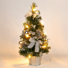 Mini 12" LED Christmas Tree with Warm White Lights, Battery-Operated PVC Tree w/ Natural Rope Base – Compatible with Home & Office Decor