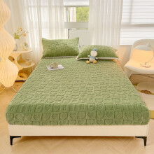 Drap-housse Queen en velours de flanelle vert, chaud et épais, à poches profondes et élastiques, motif cœur – 150 x 200 cm, compatible avec les
