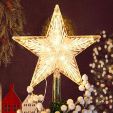 Warm White Light Christmas Star Tree Topper Great for Christmas Tree Decorations 8.7 Inch Battery Powered