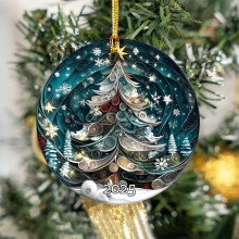 Christmas Tree Ornaments Black 1 Pcs Durable Textured Round Pendant Decorations Glam Glitter Acrylic Home Decor for Easy Hanging