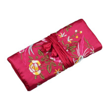 Oriental Silk Jewellery Roll Wrap Jewelry Pouch Organizer Travel Storage Case