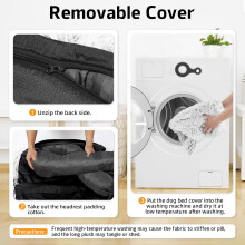 Fluffy Plush Calming Dog Bed, Large – Light Grey Dog Mat & Furniture Protector, Removable Washable Cover for Cats, Small, Medium & Large Dogs