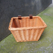 Wicker Square Bike Basket, Portable Hand-Woven Shopping Basket Folk Craftsmans