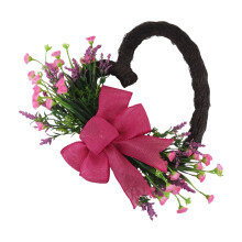 Couronne de Saint-Valentin en forme de cœur avec nœud rose de 35 cm