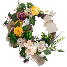 Osterkränze für die Haustür, künstliche Osterblumenkränze, 40 cm große Hasen-Frühlingskränze für den Landhausstil, für drinnen und draußen