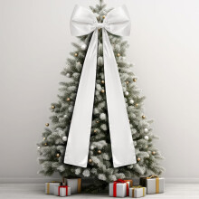 Nœud de Noël en satin blanc 1,5 m