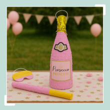 Champagne Bottle Piñata Set - Stick & Mask Included