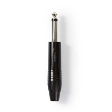 Audio-Stecker | Gerade | Männlich | Vernickelt | Löten | Kabeleingangsdurchmesser: 6,0 mm | Aluminium | Schwarz | Kunststoffbeutel | 1 St.