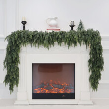 Guirlande de Noël artificielle en cèdre de 1,8 m, aspect réaliste, douce et dense, idéale pour décorer une cheminée, un manteau de cheminée ou