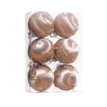 Ensemble de 6 boules de Noël scintillantes en PVC de 8 cm (3,15 pouces)