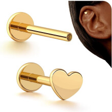 16G Flat Back Stud Earrings in G23 Titanium, Hypoallergenic CZ, Compatible with Tragus/Nose/Helix/Conch/Medusa/Lip/Labret – 6mm & 8mm