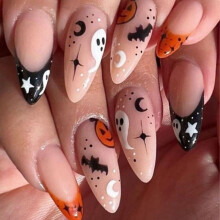 Halloween plaknagels medium amandelvormig 24 stuks