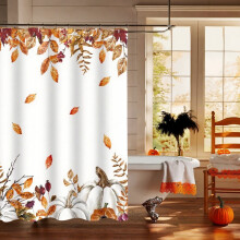 Rideau de douche Halloween et automne – Imperméable, épais, sans perçage, compatible avec les tringles standard