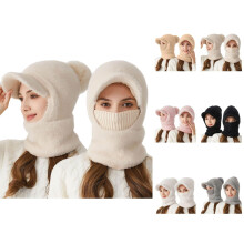 Women's 3-in-1 Knit Hat, Scarf & Face Cover – Warm, Thick, Lined, Compatible with Cold Weather, Ski, Hiking, Snow Travel