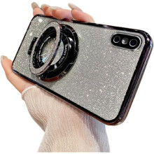 Magnetiskt glitterskal till iPhone med stativ – MagSafe
