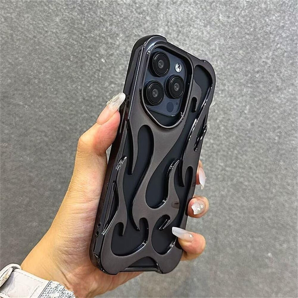 Luxury Electroplate Flame-Shaped Case For Samsung Galaxy A16 5G – Glossy, Hollow Heat Dissipation, Shockproof (Black) Black 9065194285924