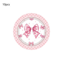 Valentinstag Pappteller mit rosa Schleife, 10 Stück