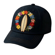 Cappellino da baseball blu navy in cotone regolabile con collana hawaiana