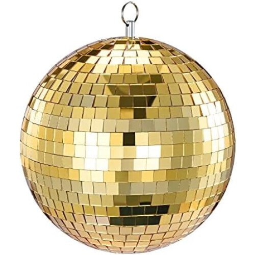 Boule à facettes dorée pour décor de scène disco 20 cm