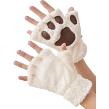 Cat Paw Gloves for Women and Girls, Faux Fur Plush