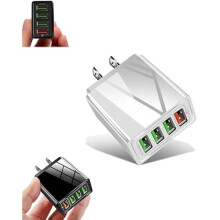 Hyper Charge Pro 4-Port QC3.0 Charger Hub with Smart Power Detection, Temp Control – Compatible with All Phones & Devices (White)