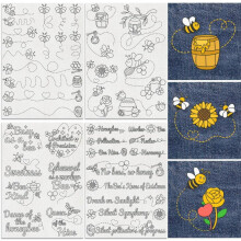 42Pcs Water-Soluble Hand Sewing Stabilizers 8.3"x11.7", Bee Hive Pattern, 4 Sheets, Stick & Stitch Embroidery Paper – Compatible with Bee Tracks