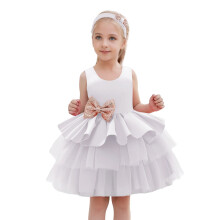 AWZXDE Girls Full Moon Dress Mesh Puff Cake Gown Girls Holiday Dresses First Birthday Party Outfit For Toddler Kid born Celebration Formal Wear White