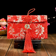 Enveloppes rouges en soie porte-bonheur pour le Nouvel An chinois (1 pièce)
