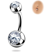 Real Solid G23 Titanium Belly Button Rings - 14G Internally Threaded 10mm Belly Ring Round Star Teardrop CZ Navel Rings for Women