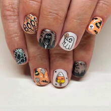 Uñas postizas cortas cuadradas, 24 unidades, diseños bonitos