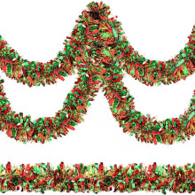 Weihnachts-Lametta-Girlande Grün Rot Gold 2 m