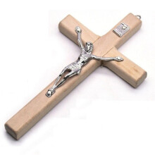 Croix murale en bois catholique fabriquée à la main (1 pièce)