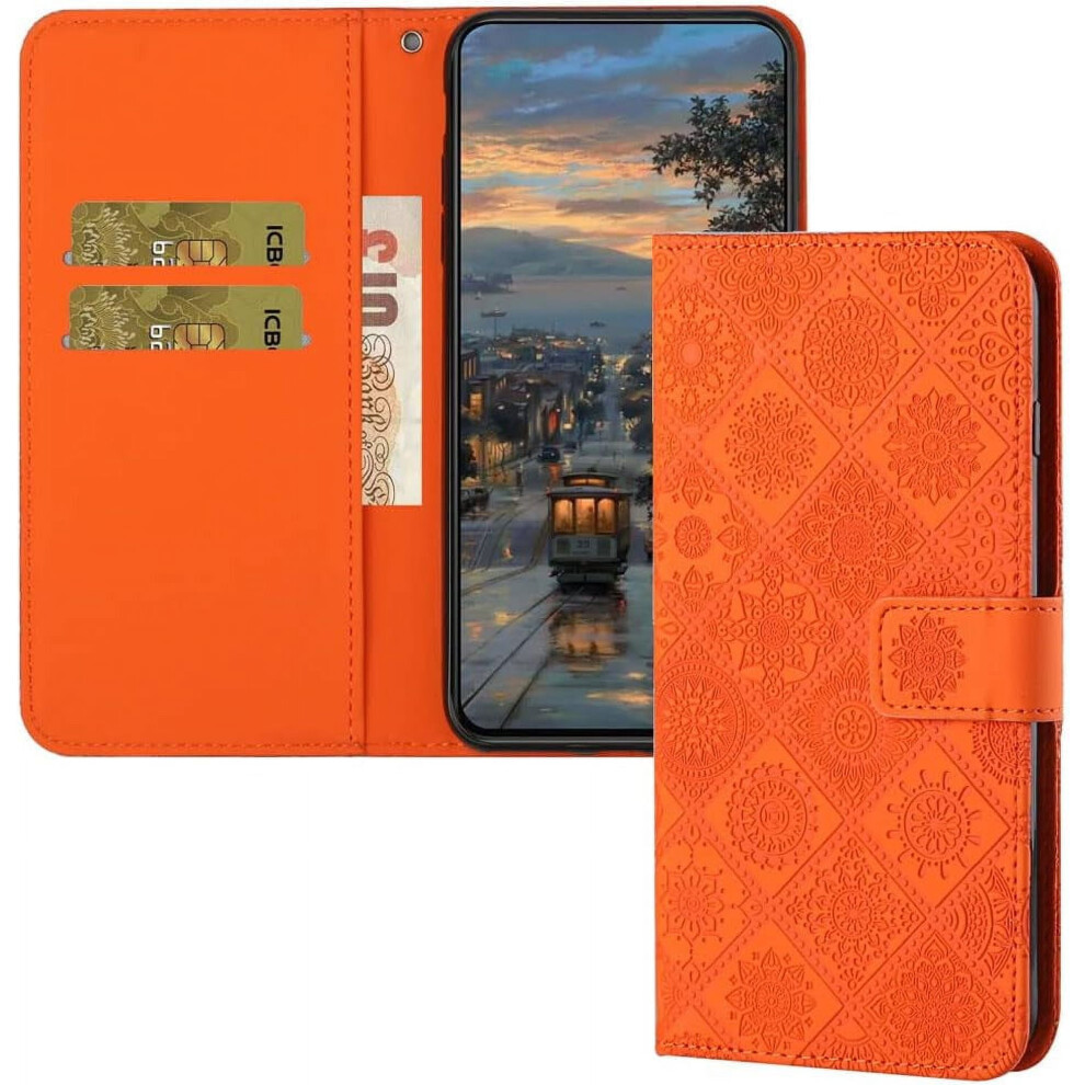 Leather Wallet Case For Samsung Galaxy A16 5G Â Magnetic Clasp, Credit Card Slot, Kickstand, Shockproof, Compatible With Galaxy A16 5G Orange 9399596163987