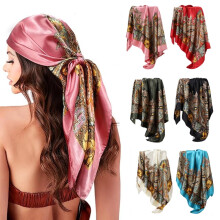 Satijnen vierkante hoofddoek van 35 inch, zijdeachtige haarwikkel