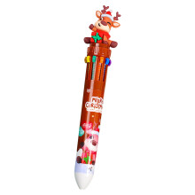 Multi Color Ballpoint Pen, 10 Ink Colors, Multi Color Press Pen with Christmas Designs, Retractable, Smooth Writing, Gift Set