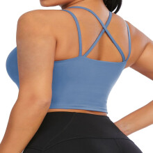 Top cropped de verão, sutiã esportivo acolchoado para mulheres, top cropped longo, regata casual, colete, top cropped sem mangas.