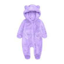 Baby Jumpsuit Baby Snowsuits Winter Romper with Hood Bear Snowsuit Boy and Girl One Piece Suit for 0-12 Months, Purple, 3-6 Months