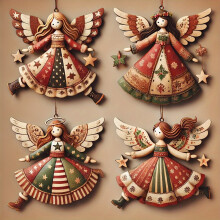 Houten kerstengelornamenten, rustieke engel als kerstboomversiering, retro kleine engel als hangdecoratie voor kerstfeestjes.