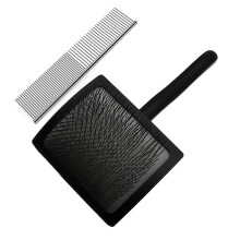 2PCS Slicker Brush for Dogs & Pet Comb with Extra Long Pins (Black)