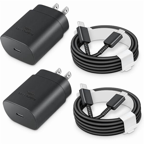 Chargeur rapide USB-C 25 W avec câble C vers C pour Galaxy