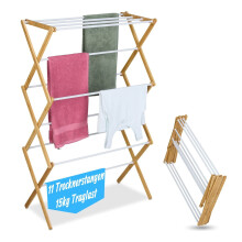 Égouttoir pliable - Bambou et métal, 6 niveaux